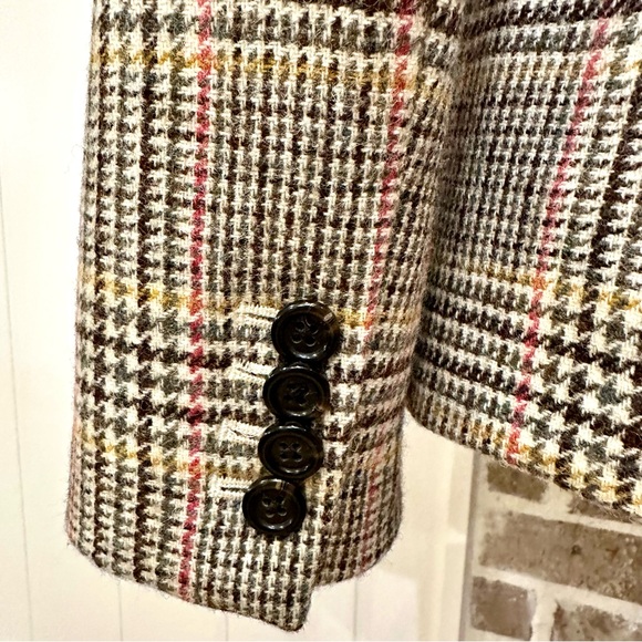 *rare* J. CREW Regent Wool Blazer Natural Plaid, Velvet Ribbon & Cobalt Pop — 6 - Picture 10 of 16